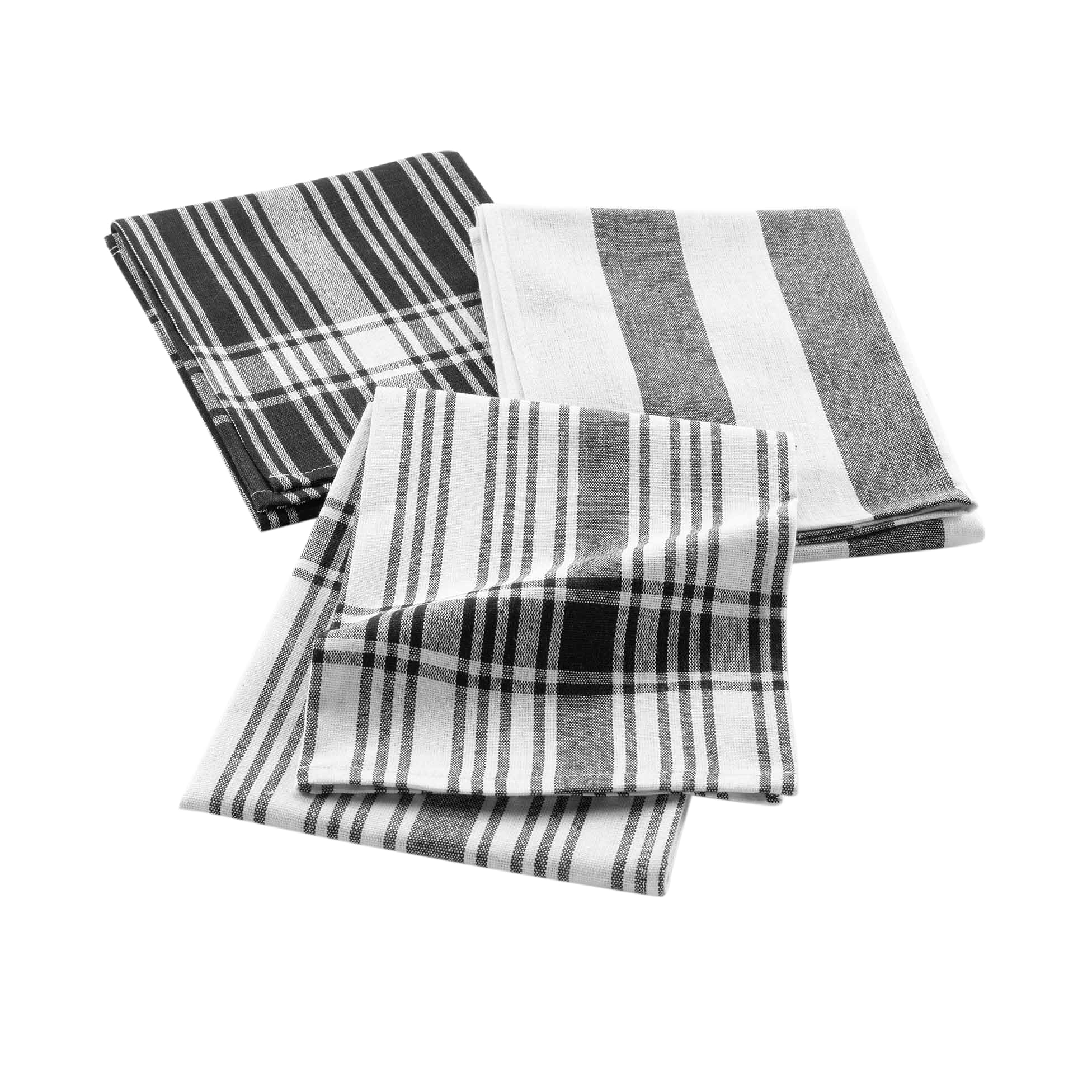 Douceur d'Intérieur Bayado - 3 paños, 50 x 70 cm, Negros, de algodón Tejido