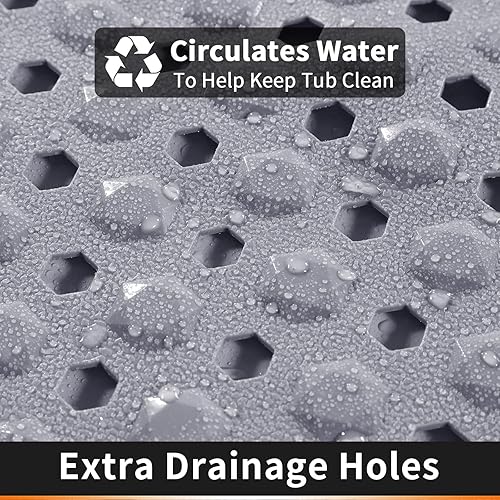 Miniatura 2 de Yimobra Alfombra de baño antideslizante, de 34.5 x 15.5 pulgadas de largo, lavable a máquina, con agujeros de drenaje y ventosas, suave para los