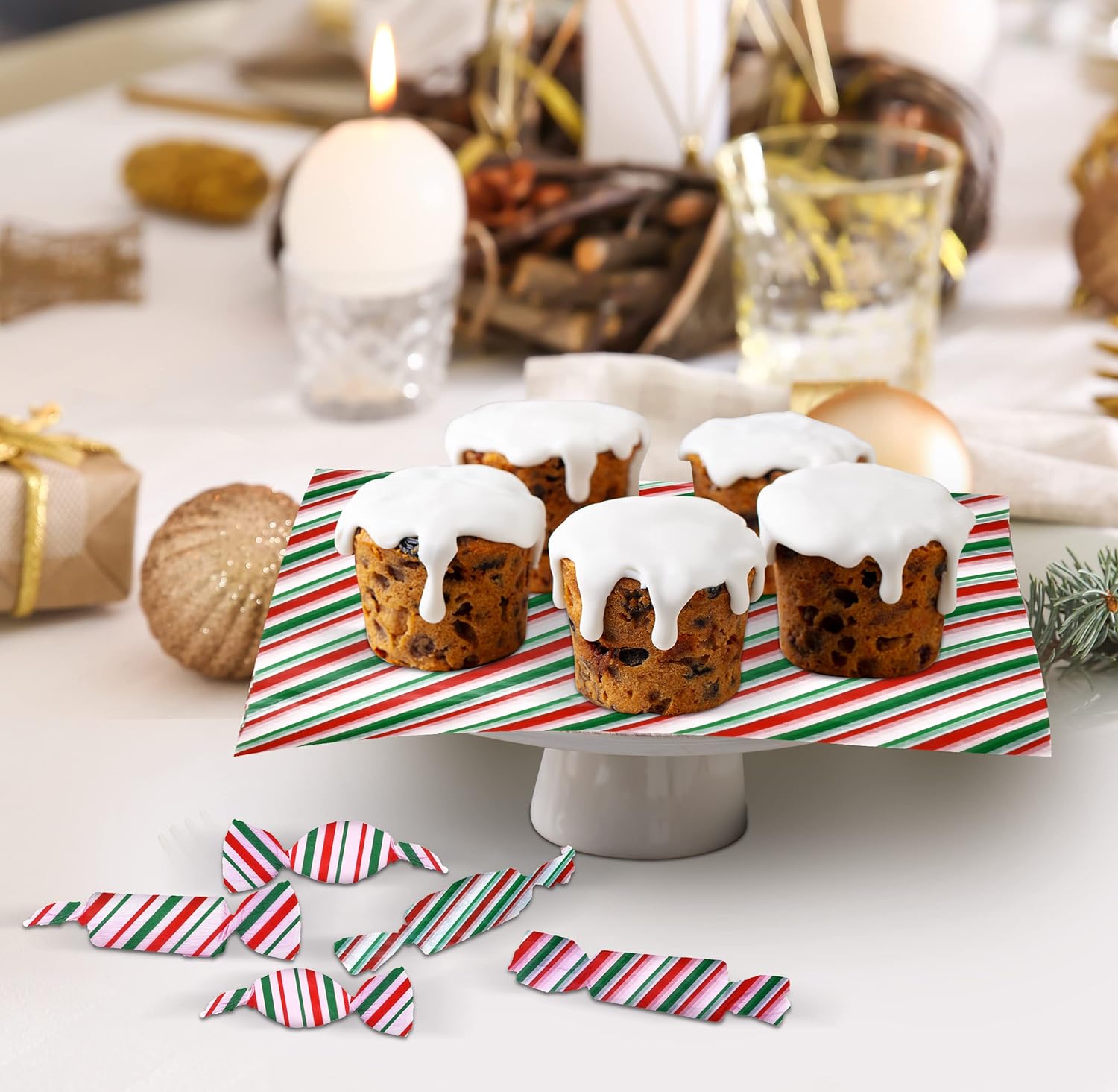 120 Sheets Christmas Wax Paper Parchment Paper Cookie Food Liners Colored Candy Wax Baking Grease Proof Holiday Wrapping Papers for Gifts: Home & Kitchen