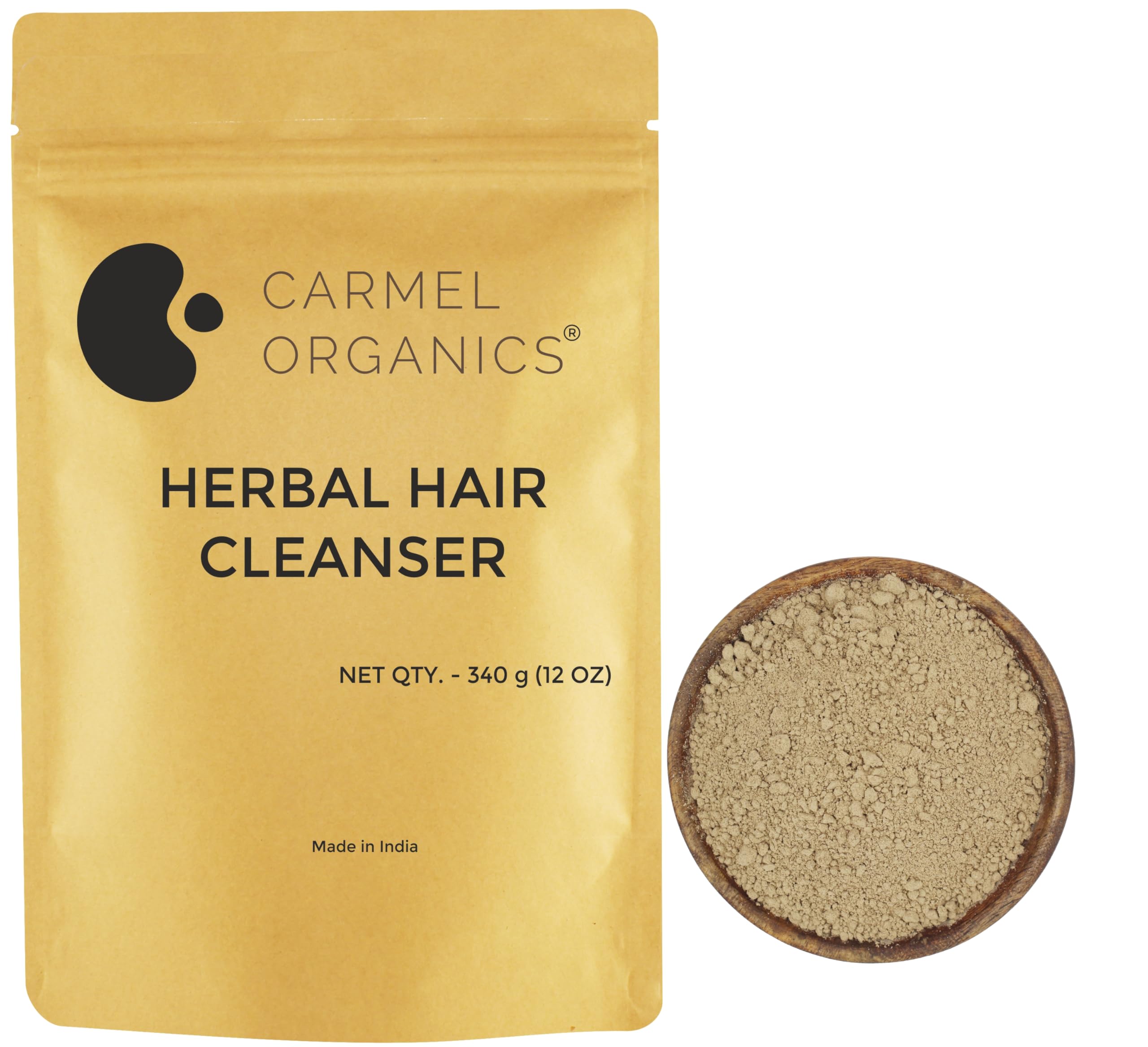 CARMEL ORGANICS Herbal Hair Cleanser Powder 340 Grams, Herbal Shampoo, Blend of Soapnut,Shikakai,Amla,Fenugreek & Bhringraj Powder, Nourishes the Scalp and Hair With Essential Nutrients | Natural, No Added Preservatives and Additives