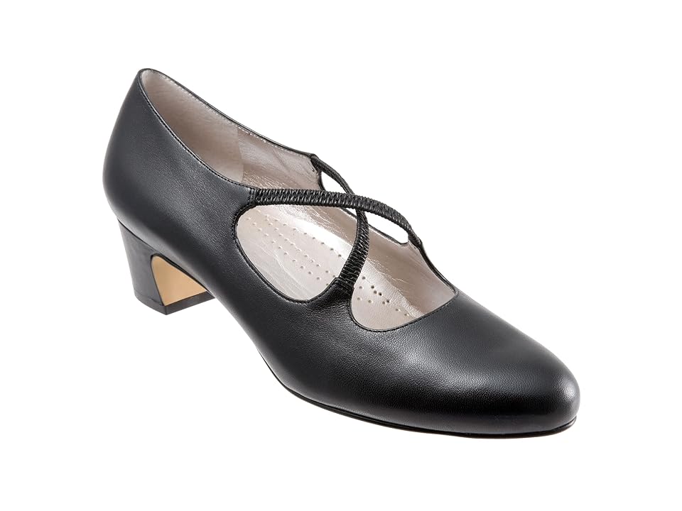 Trotters Jamie (Black Leather) Women's 1-2 inch heel Shoes INTERNATIONAL SHIPPING