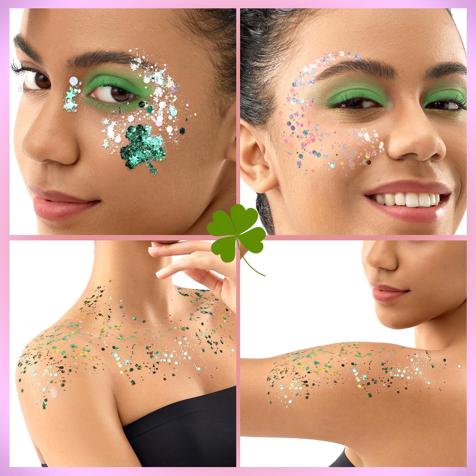 Gel de purpurina corporal, pintura facial de maquillaje con purpurina de 6 colores para cuerpo, cara y cabello, festival rave, concierto de sirena de Halloween, purpurina para el cabello para 5