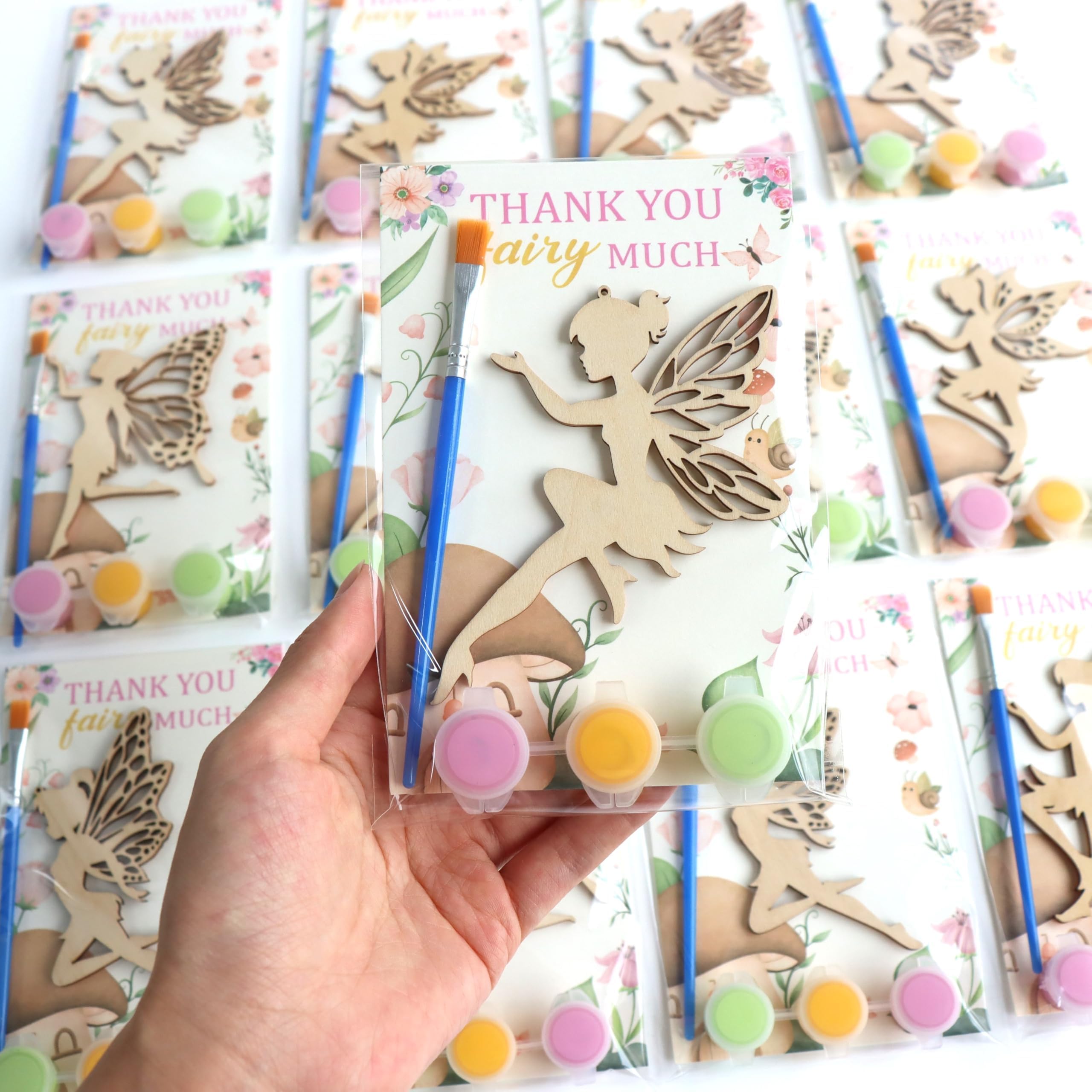 Photo 1 of BOIKOKY 12 Pack Pre-Packaged Fairy Party Favors, Paint Your Own Wooden Arts and Crafts, Fairy First Birthday Decorations, Princess Tea Party Supplies, Goodie Bag Stuffers & Gifts