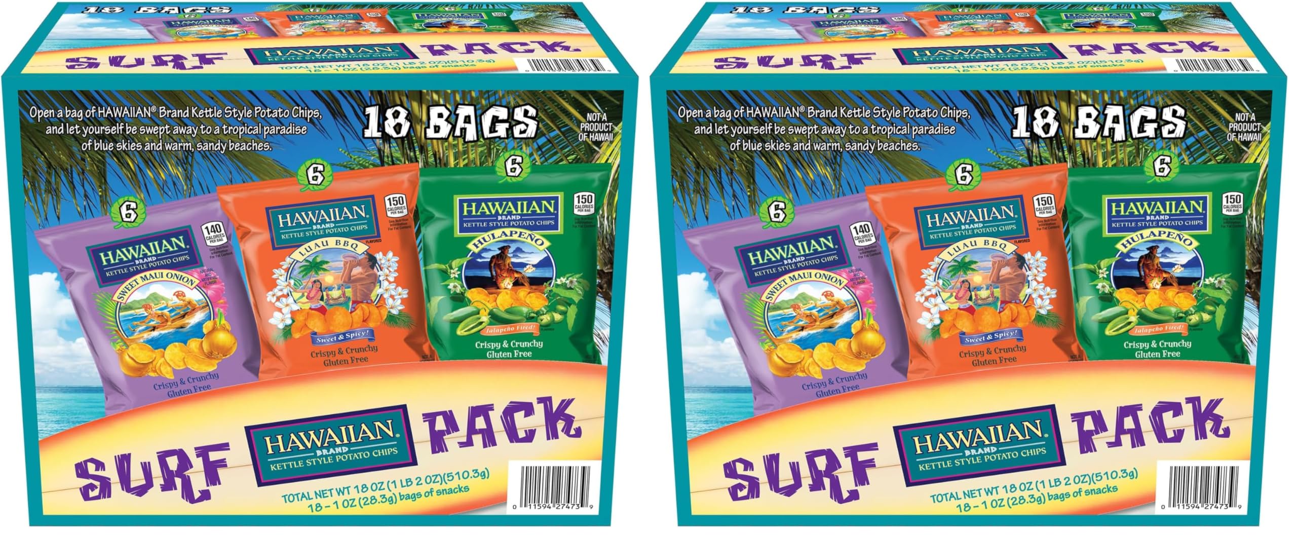 Amazon.com : Hawaiian Brand Kettle Style Potato Chips Surf Pack