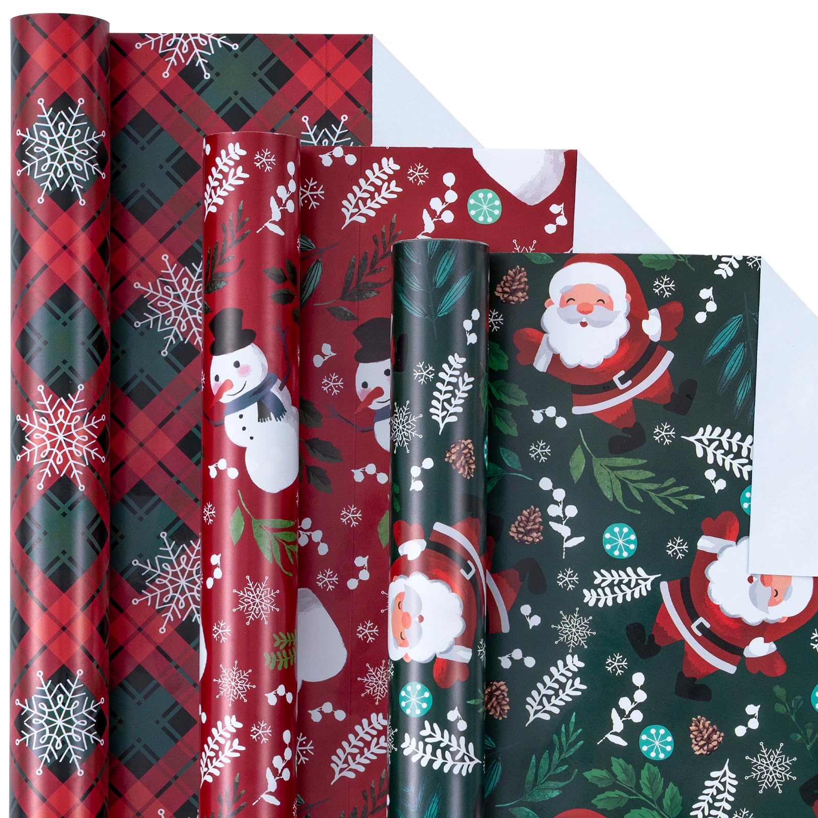 LeZakaa Christmas Wrapping Paper Roll Mini Roll 3 Rolls