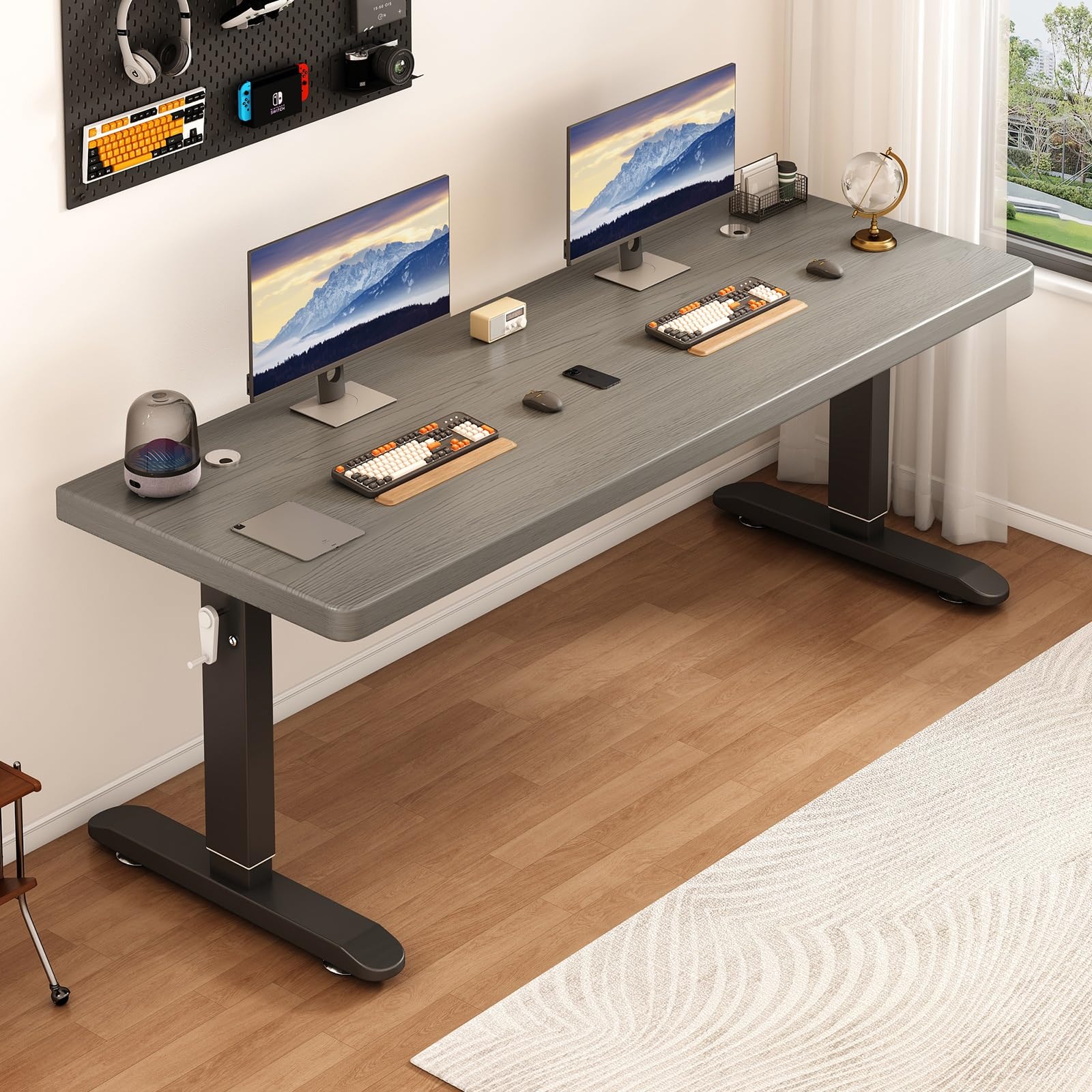 家具 テーブル パソコンデスク　昇降式 Amazon.co.jp: NOBBAT パソコンデスク 昇降デスク ダブルゲーム