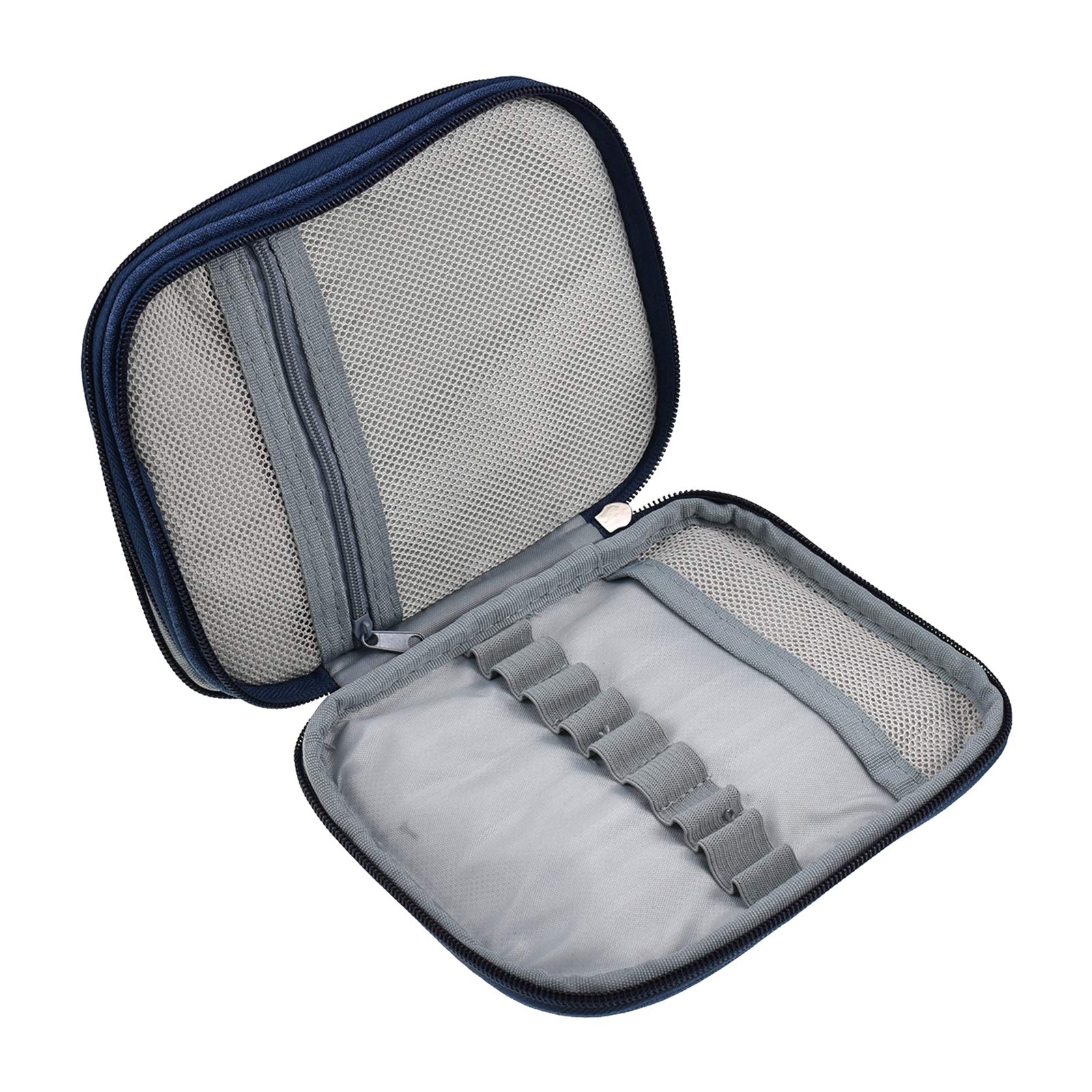 Juego de 5 bolsas de almacenamiento con cremallera para ganchos de ganchillo, color azul