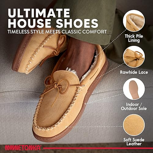 Miniatura 3 de Minnetonka - Pantuflas con suela rígida y forro de pelo para hombre