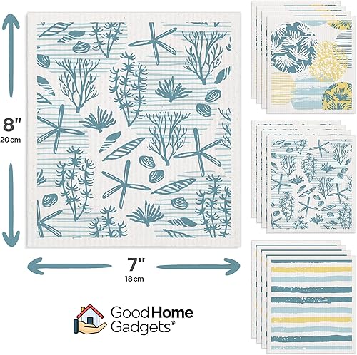 Miniatura 9 de Good Home Gadgets Paños suecos para cocina  Paquete de 6 paños de cocina suecos absorbentes  Paño de cocina sueco reutilizable, esponja de celulosa