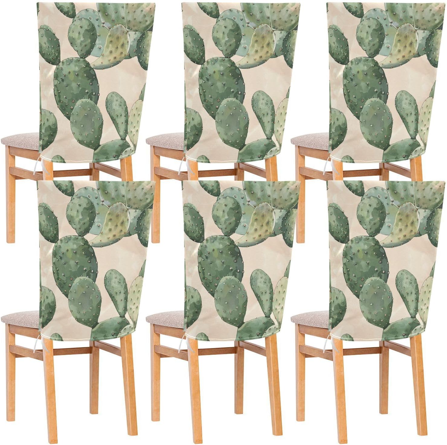 ALAZA Cactus Marble Chair Back Cover Set of 6, Washable Reusable Removable Chair Slipcovers Decorative Chair Cover for Home Kitchen Wedding Party