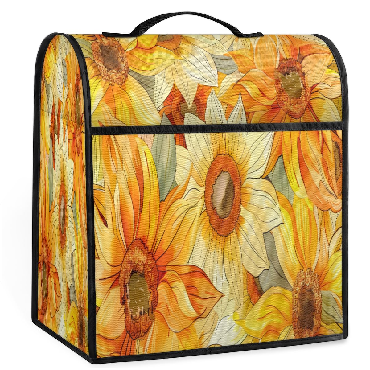 Coffee Maker Cover Sunflower Floral Kitchen Appliance Covers Small Appliance Covers Blender Cover Juicer Cover Dust Covers for Kitchen Appliances with Top Handle and Pockets,Washable,B896