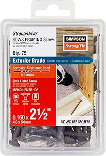 Simpson Strong-Tie SDWS16212QR75 Strong-Drive SDWS FRAMING Screw 0.160 in. x 2-1/2 in. T25, Quik Guard, Tan (75-Qty)