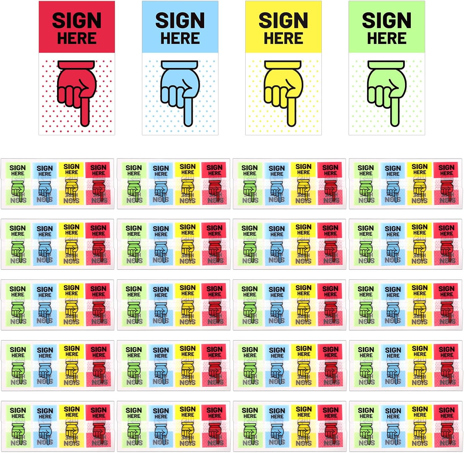 2000pcs Sign Here Stickers, Adhesive Arrow Labels Initial Here Sticky Tabs, Signature Markers Tape Flags for Documents Notebooks Home Office School Notary Supplies (4 Colors)