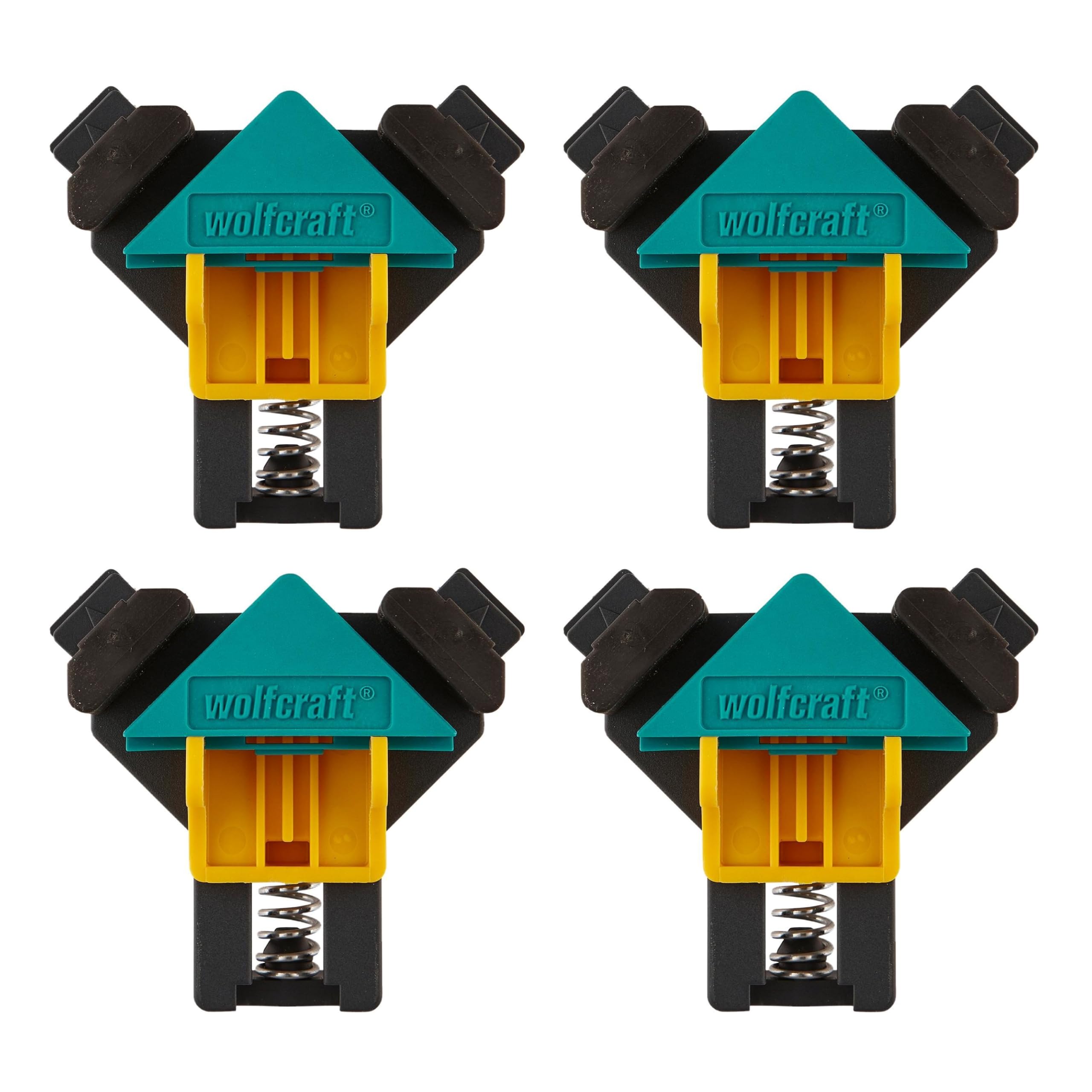 wolfcraft Project Set for Right-Angle Clamping I 8626000 I 4 x ES 22 Corner Clamps I Ideal mounting aid for screwing or Gluing at a 90° Angle