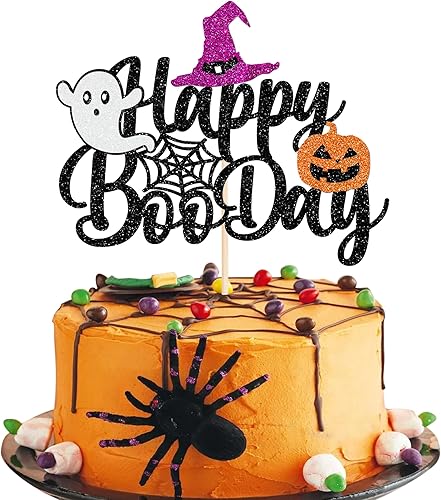 Vista 78 de Rsstarxi 1 paquete de decoración espeluznante para tartas, fantasma, murciélago, araña, decoración de Halloween y primer cumpleaños Diseño 4