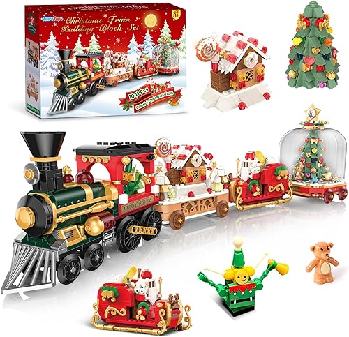 Juegos de bloques de construcción de tren navideño, vacaciones para niños y niñas