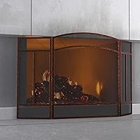 Vista 11 de Fire Beauty Pantalla para chimenea de 3 paneles de hierro forjado de 48 pulgadas de largo x 29 pulgadas de alto, cubierta de protección contra