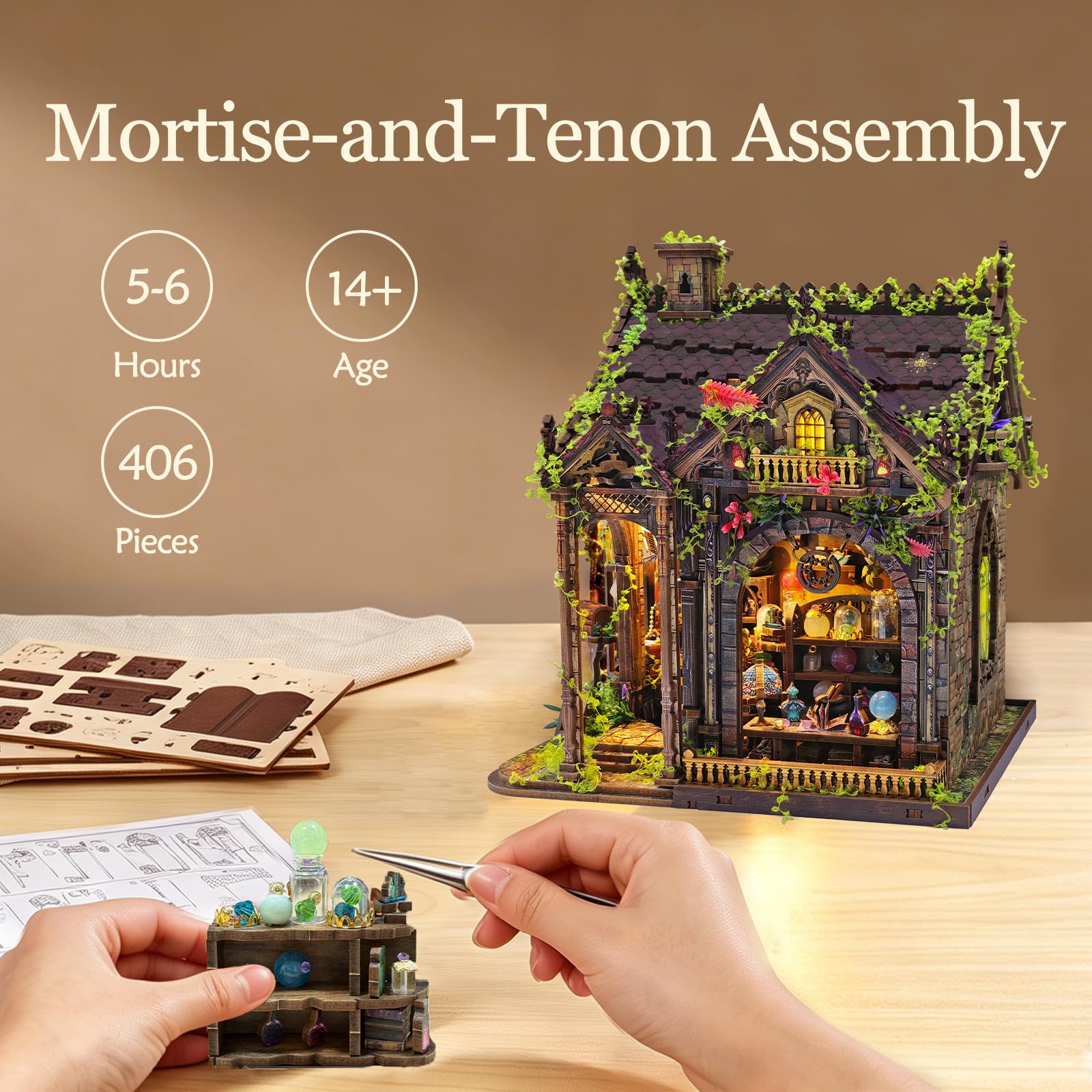 Magic Grocery miniaturowy zestaw do budowy domu – drewniane puzzle 3D z