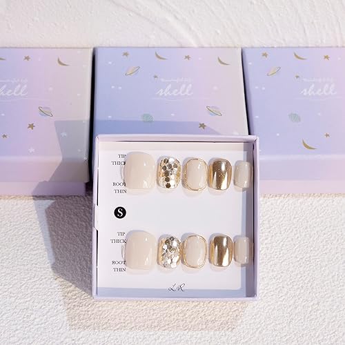 Light Rain Uñas postizas hechas a mano de gran tamaño, uñas postizas de gel 3D con acabado UV con diseño de manicurista profesional