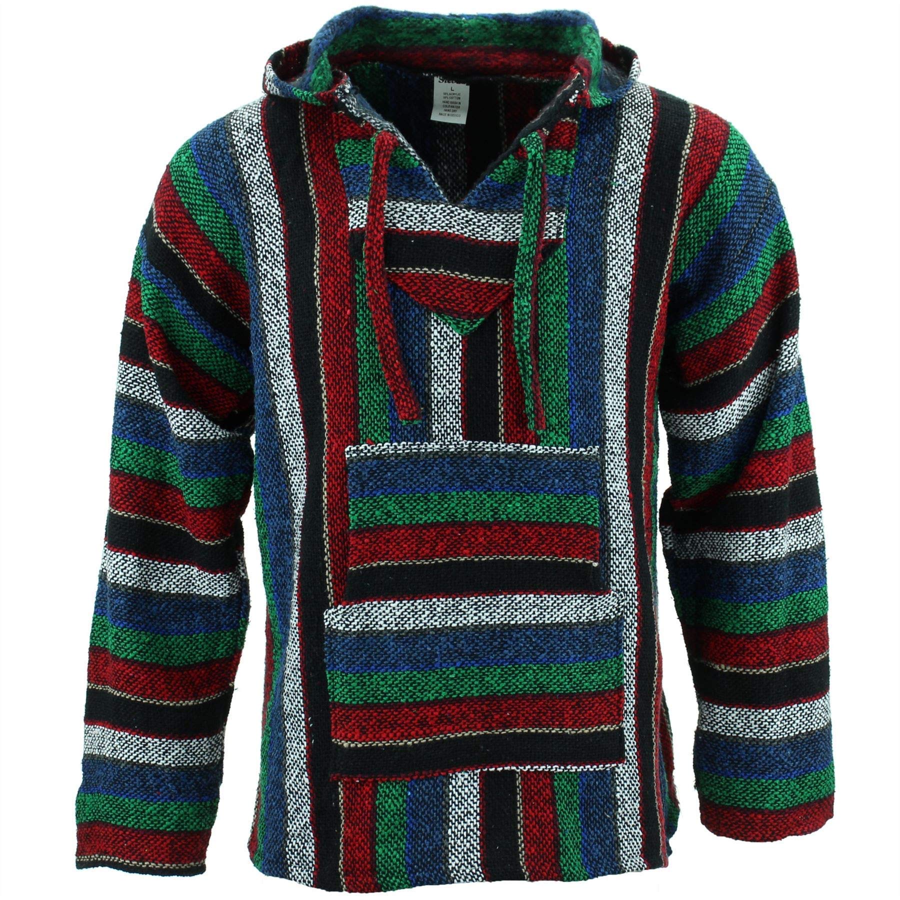 Siesta Mexican Baja Jerga Hoody - Wide Stripe Multi (Medium)
