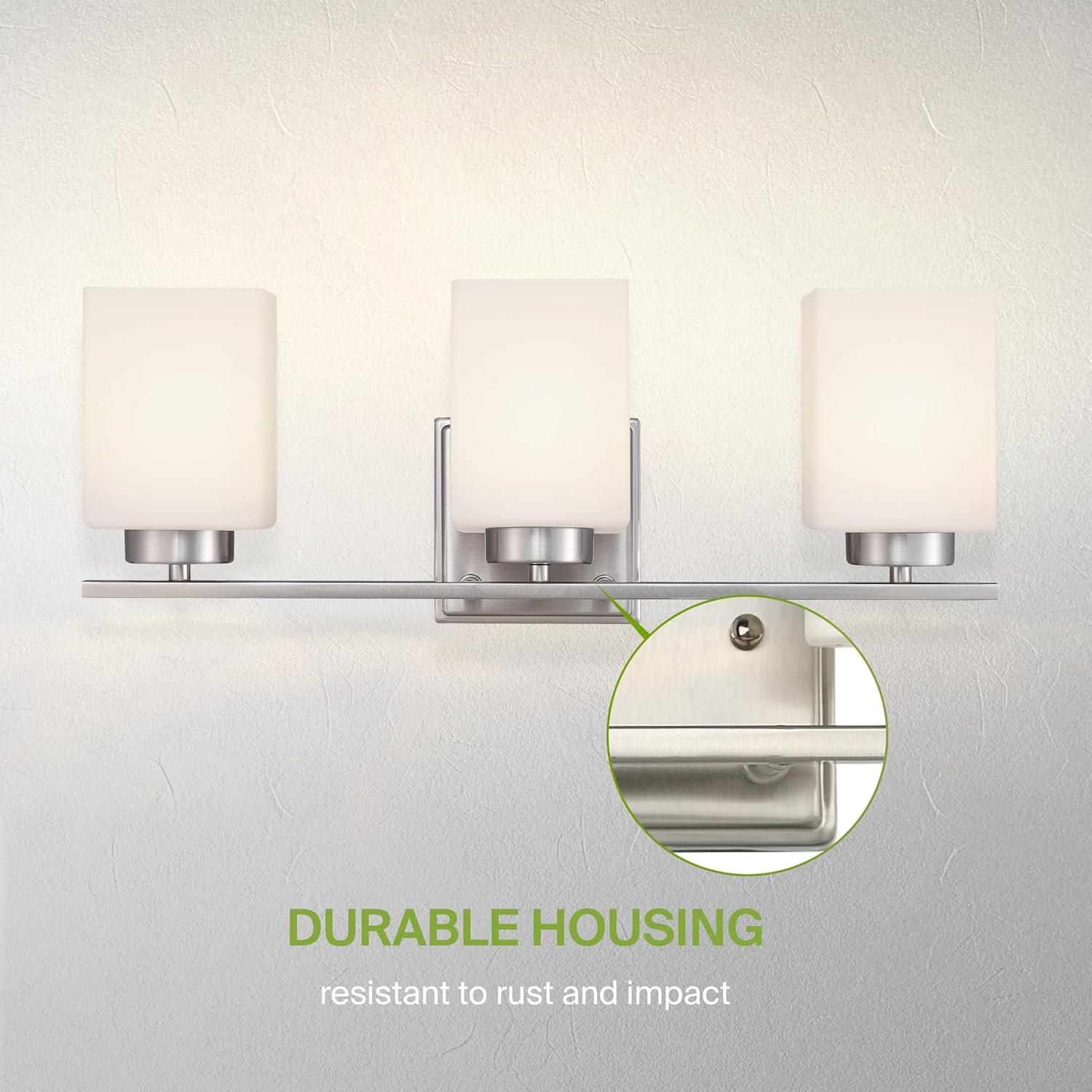 Nickel 3-Light Dimmable Wall Mount Vanity Fixture