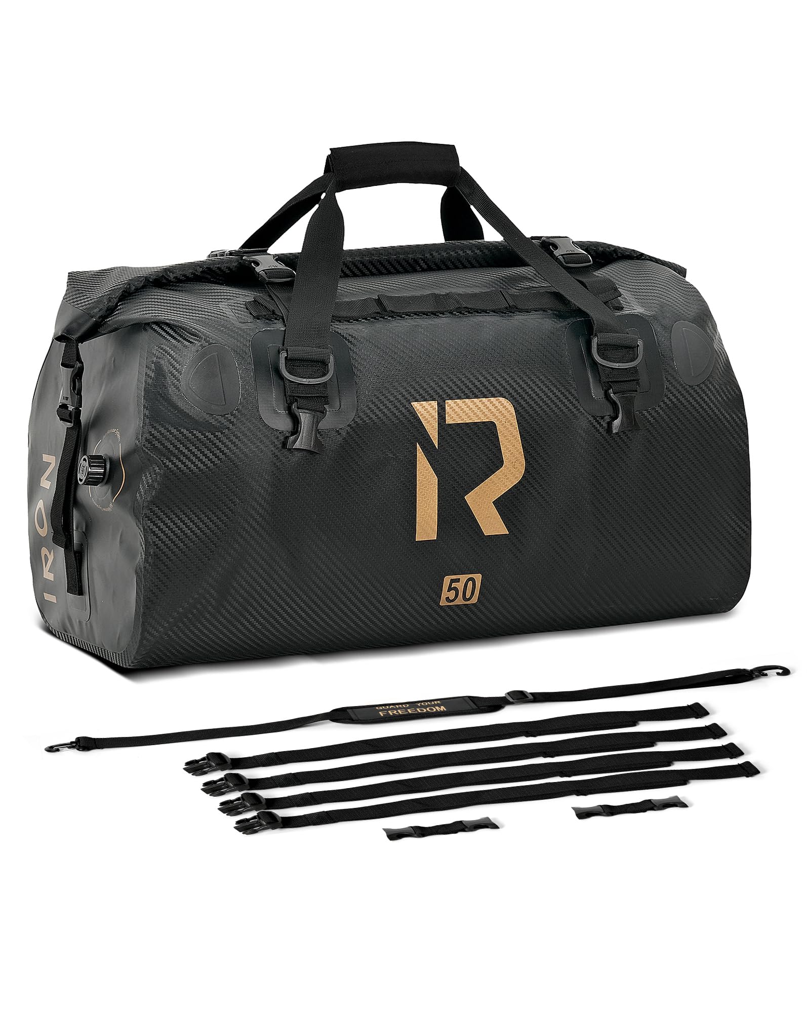 IRON JIA'S Bolsa Impermeable de Viaje para Moto y Ciclismo - Bolsa Trasera con Cierre Superior Enrollable y Correas para los Hombros - Adecuada para Camping y Deportes Acuáticos - 50L