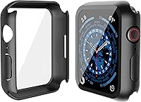Vista 5 de Misxi - Juego de 2 fundas rígidas de policarbonato y protector de pantalla de vidrio templado compatibles con Apple Watch Series 9 (2023) Series 8