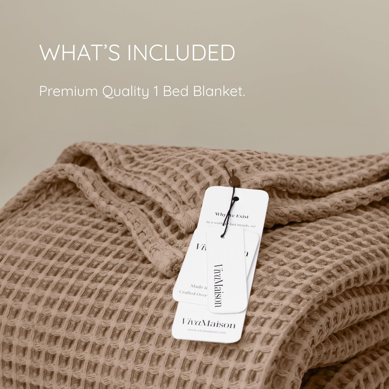 Premium Waffle Throw Blanket Twin Size Brown - Premium Quality, 100% Turkish Cotton, Light and Airy Waffle Weave All-Season Quilt - Luxury Decorative Bedspread (Brown, Twin 63" x 91" Inch)