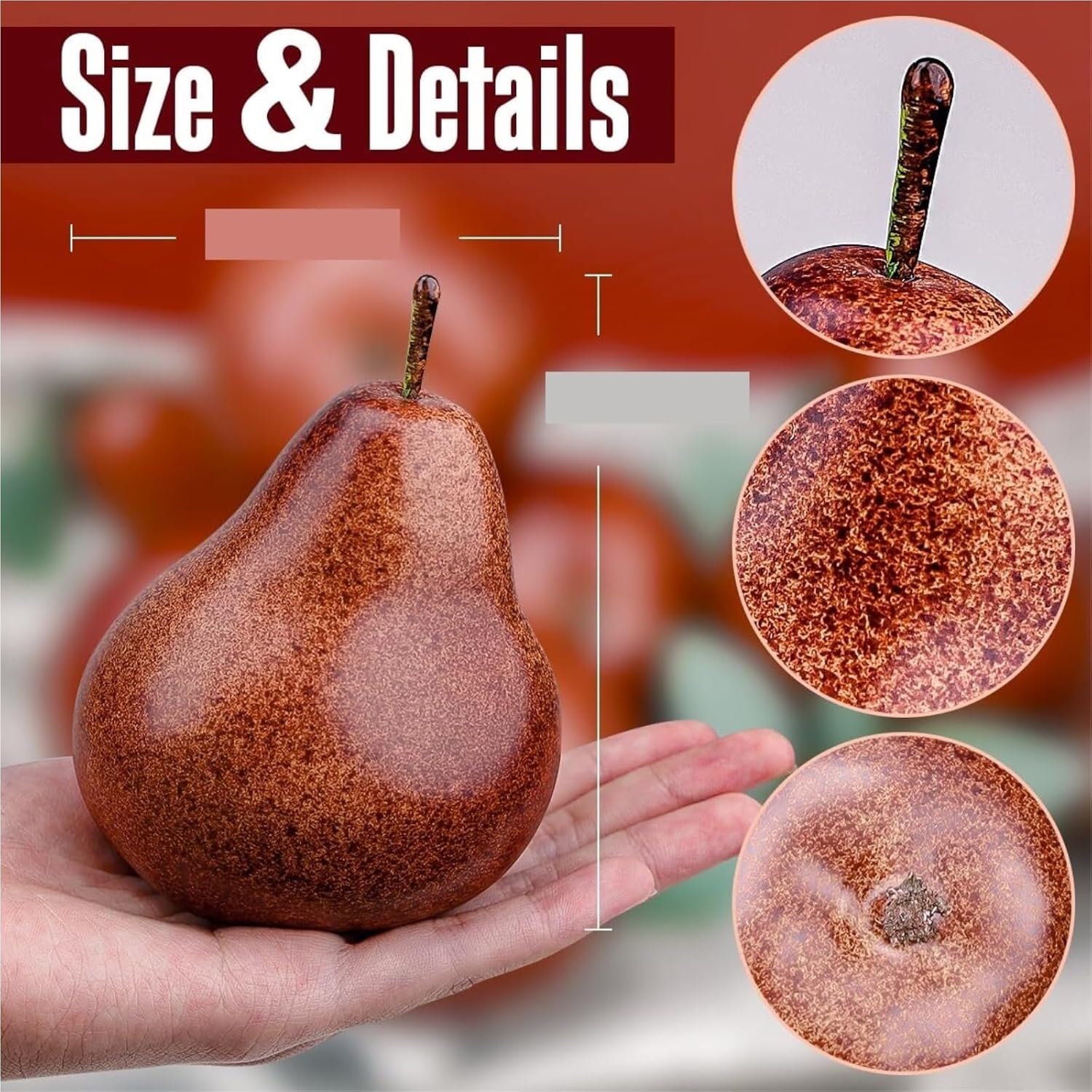 RUVOO Lifelike Faux Fruits Modle 6-Piece Artificial Pear Simulation Fruit Model for Photography Props Photo Props