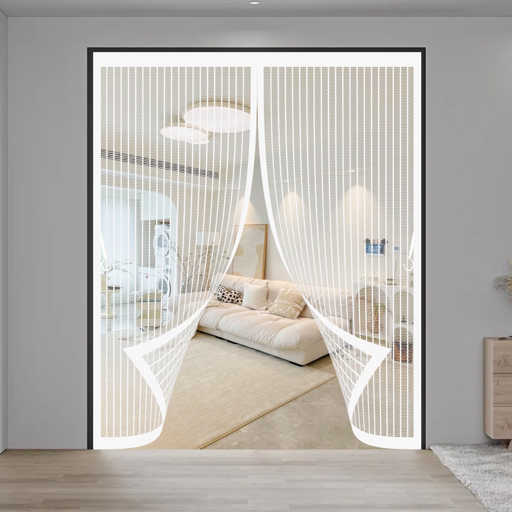 Moustiquaire magnétique pour porte 124x134 cm blanche anti-moustiques