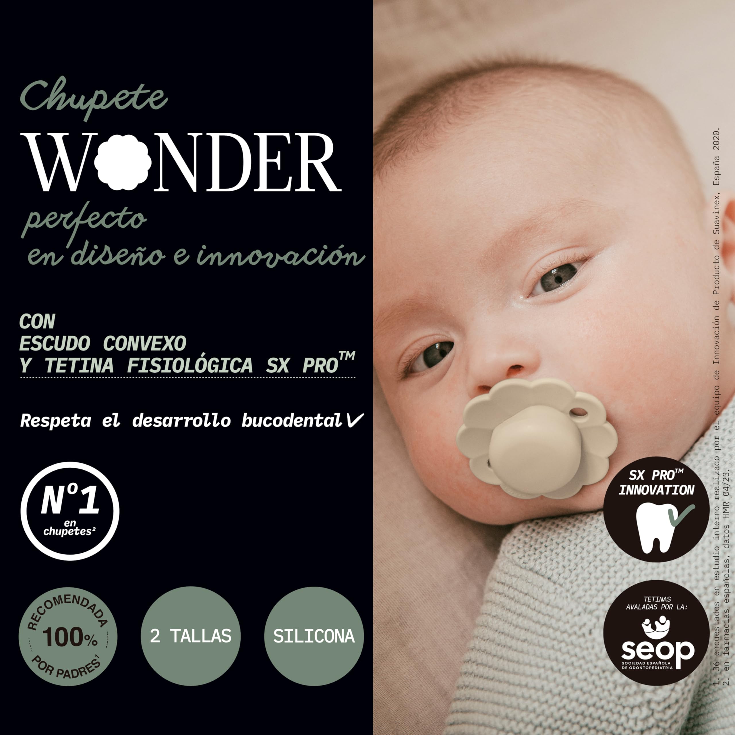 Suavinex, Chupete para Bebés 0/6 Meses, Chupete Redondo con Tetina Fisiológica de Silicona SX Pro, Tetina Simétrica, Plana y Flexible, Respeta el Desarrollo Bucodental, Apto Recién Nacido, Wonder Aqua — view 6
