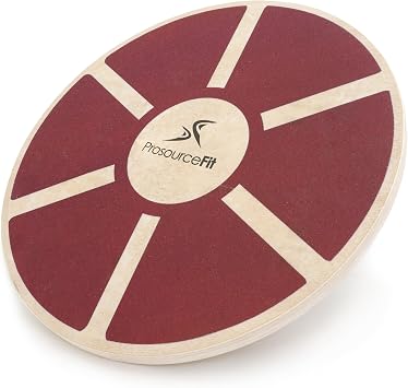 ProsourceFit Wooden Balance Board Non-Slip Wobble Core Trainer 15.75in 39.5cm Diameter with 360 Rotation for Stability Training, Full Body Exercises, Physical Therapy