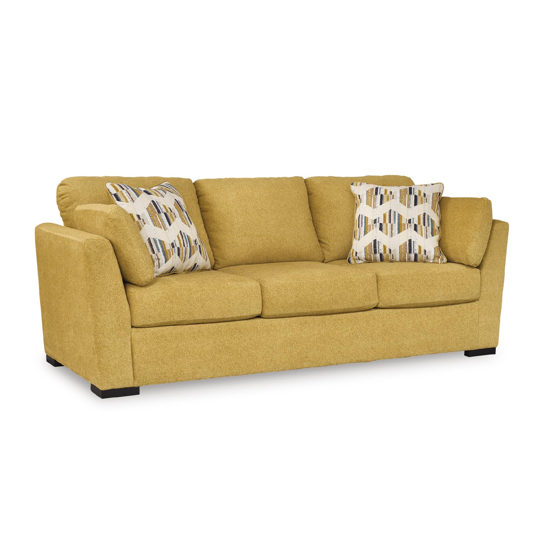 Signature Design by Ashley Keerwick Scandinavian Sofa with 4 Toss Pillows Yellow