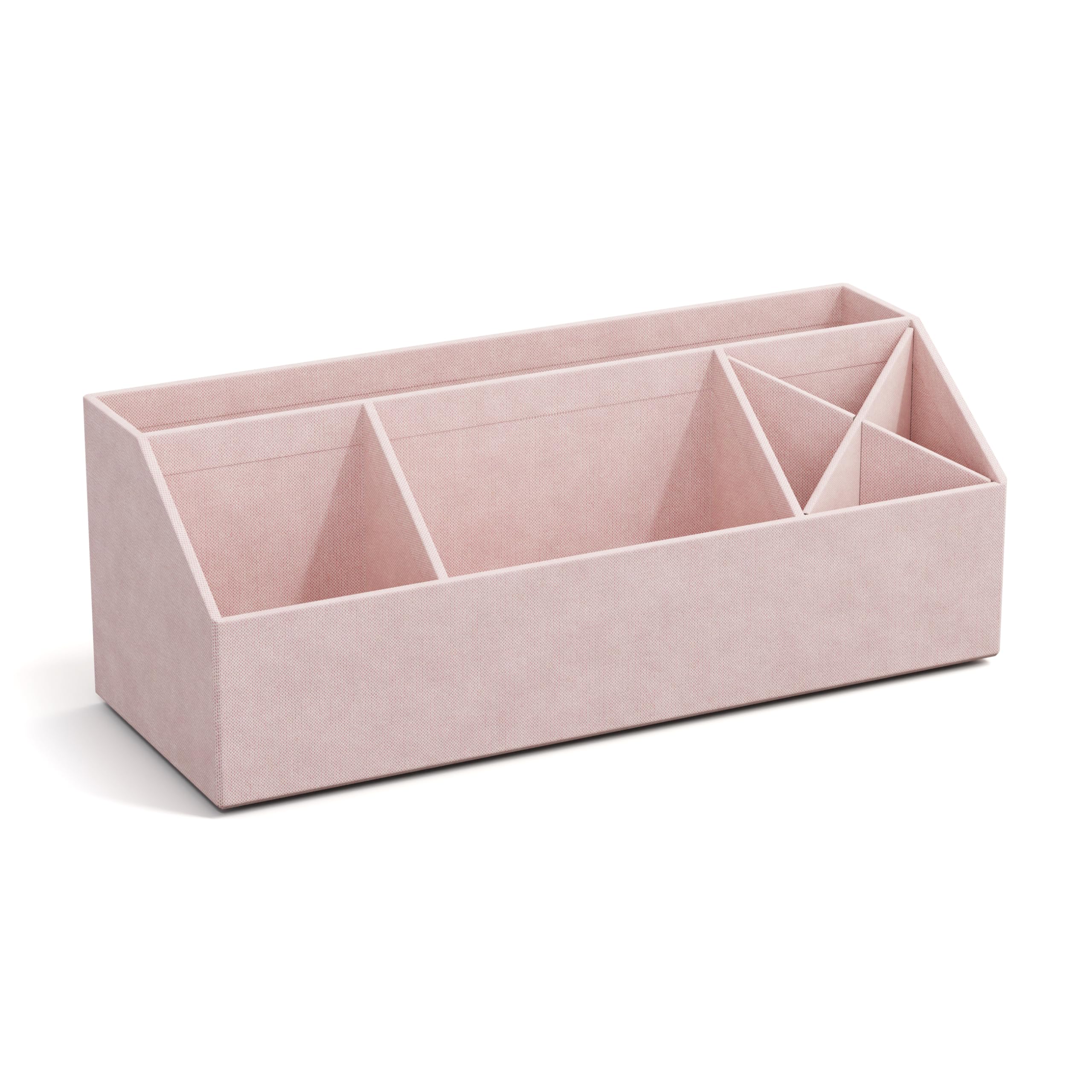 BIGSO ELISA Schreibtisch Organizer – Aufbewahrungsbox mit 4 Fächern – Schreibtischablage für Zettel, Büroklammern, Stifte & Kleinteile – Sortierkasten aus Faserplatte und Papier – rosa