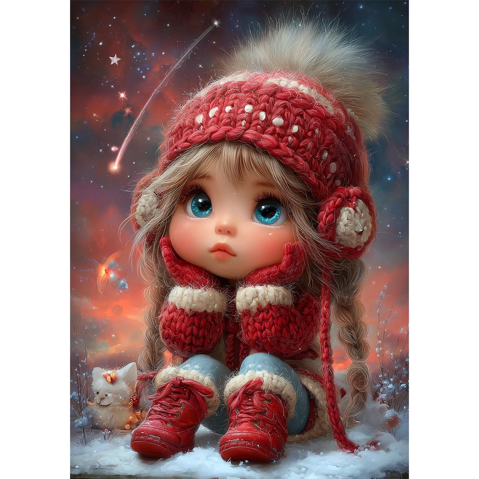 NEWENMO Adorable Elf Diamond Painting Kits for Adults,Beautiful Starry Sky Diamond Art Kit Complete,5D Diamant Painting,DIY Full Drill Gem Art Kits for Adults Beginners,for Home Decoration-30x40cm