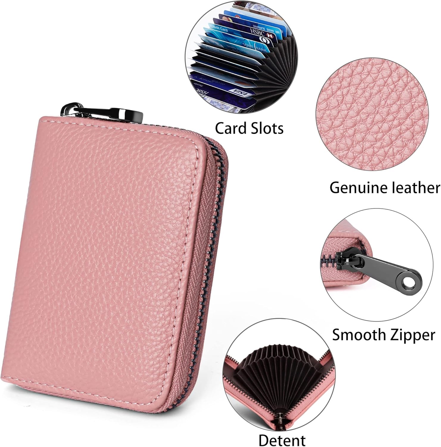 Badiya Genuine Leather Credit Card Holder for Women RFID Blocking Accordion Small Card Case Wallet - Image 8