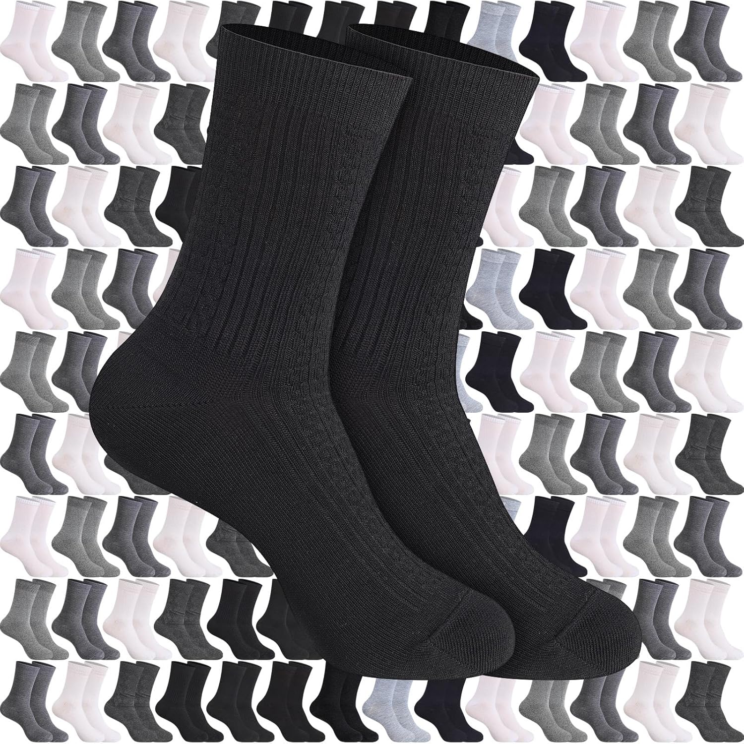 200 Pairs Mens Socks Bulk for Homeless Donation Moisture Wicking Socks Casual Winter Sock for Homeless Unisex Adult