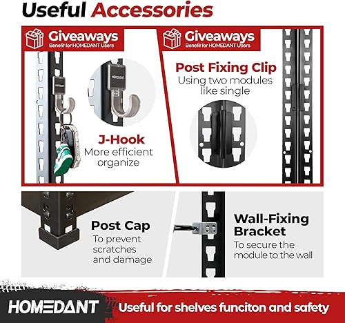 Miniatura 6 de HOMEDANT Z-BEAM 39.8 pulgadas de ancho x 18.2 pulgadas de profundidad x 71.3 pulgadas de alto, almacenamiento de garaje resistente, estantería de
