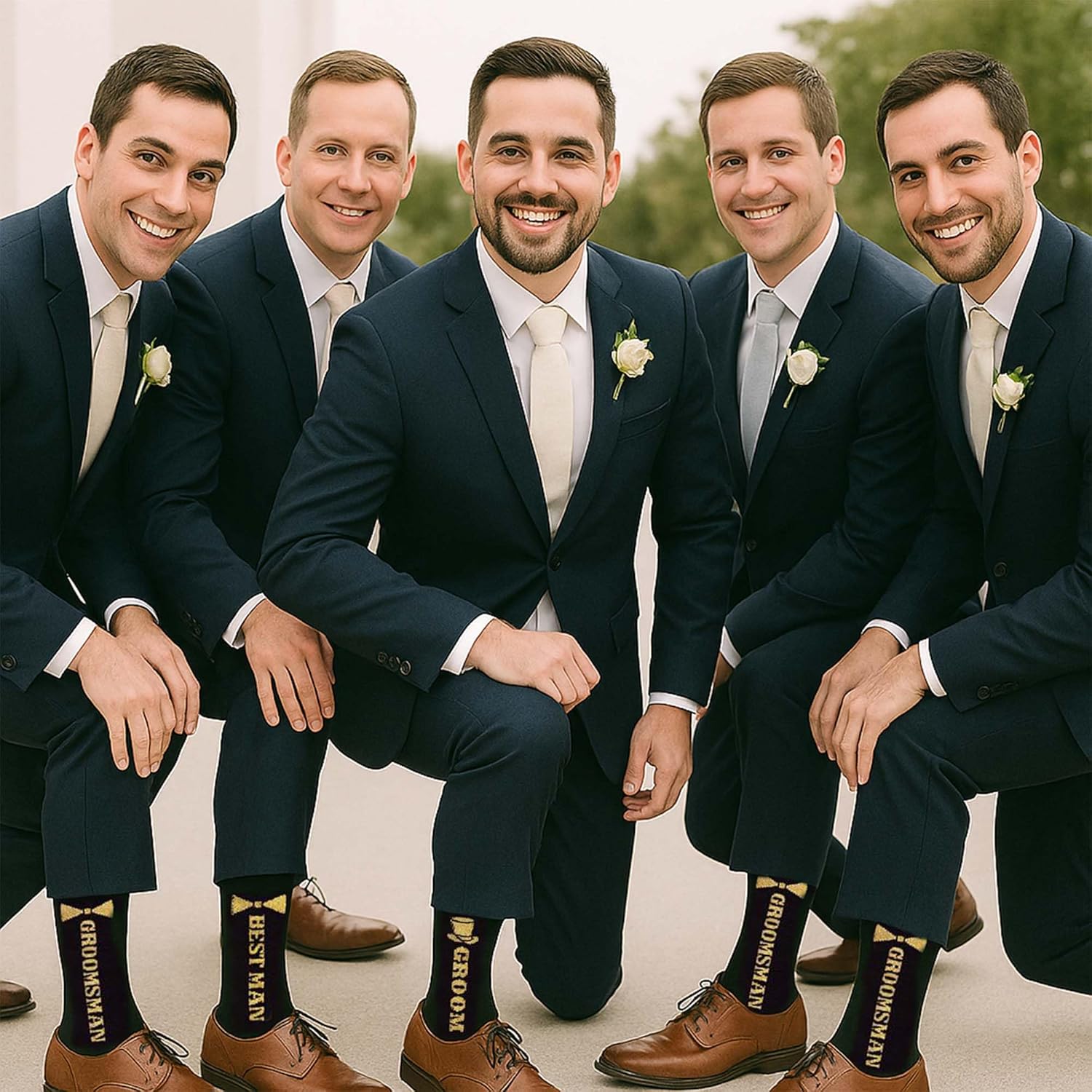 Brosash Groom, Best Man, Groomsmen Sock Set – 7 Pack with Groom, Best Man, and 5 Groomsman Wedding Party Socks | Groomsmen Proposal Gift Ideas Grooms Gifts Favors Bachelor Bridal Shower Matching - Image 2