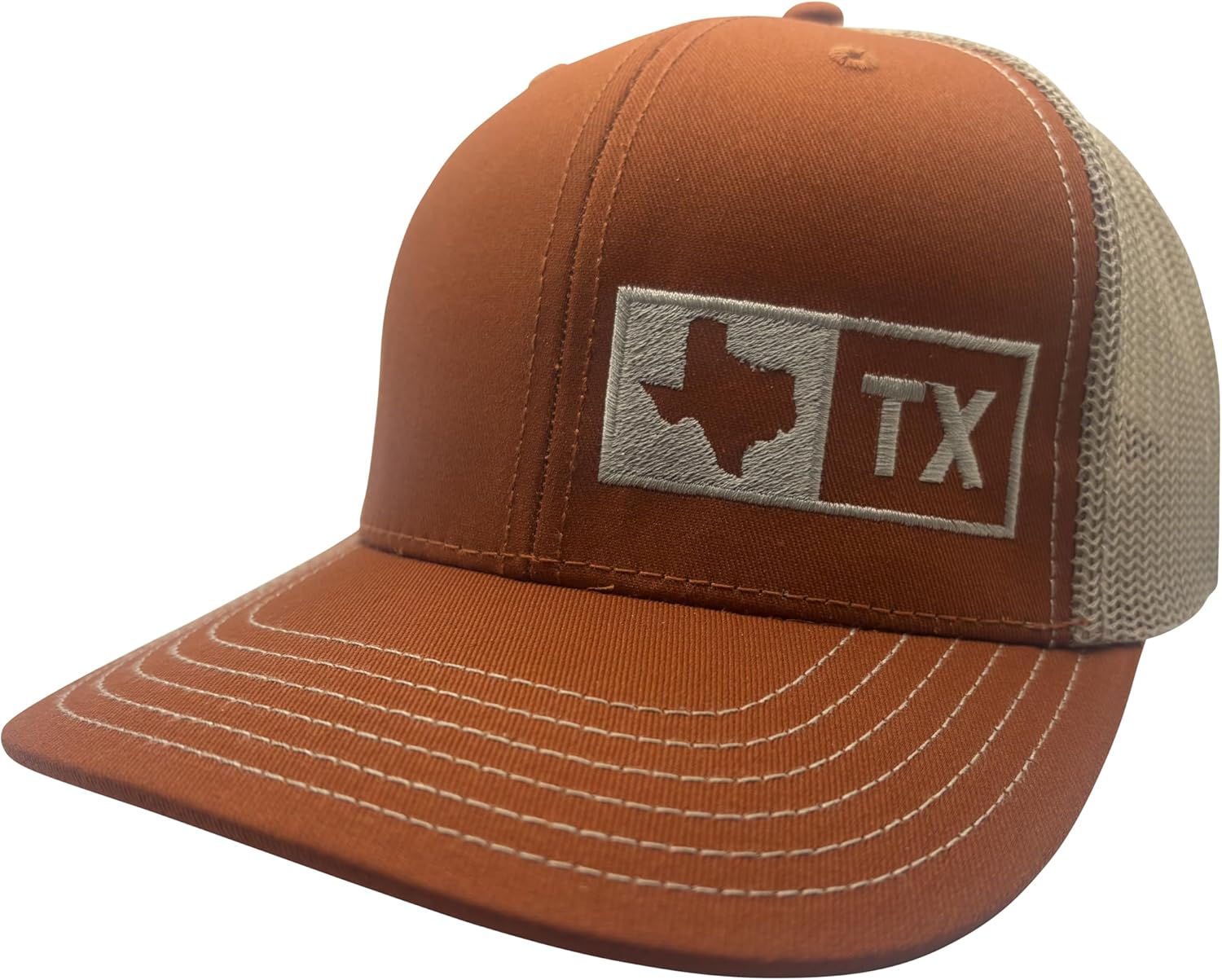 Trucker Hat - Texas (Burnt Orange and Tan) Mesh Snapback Cap