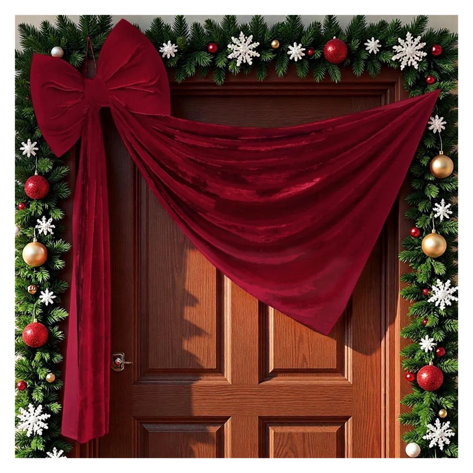 Gran Lazo Terciopelo Rojo Vino 80-200cm Árbol Navidad Boda Decoración