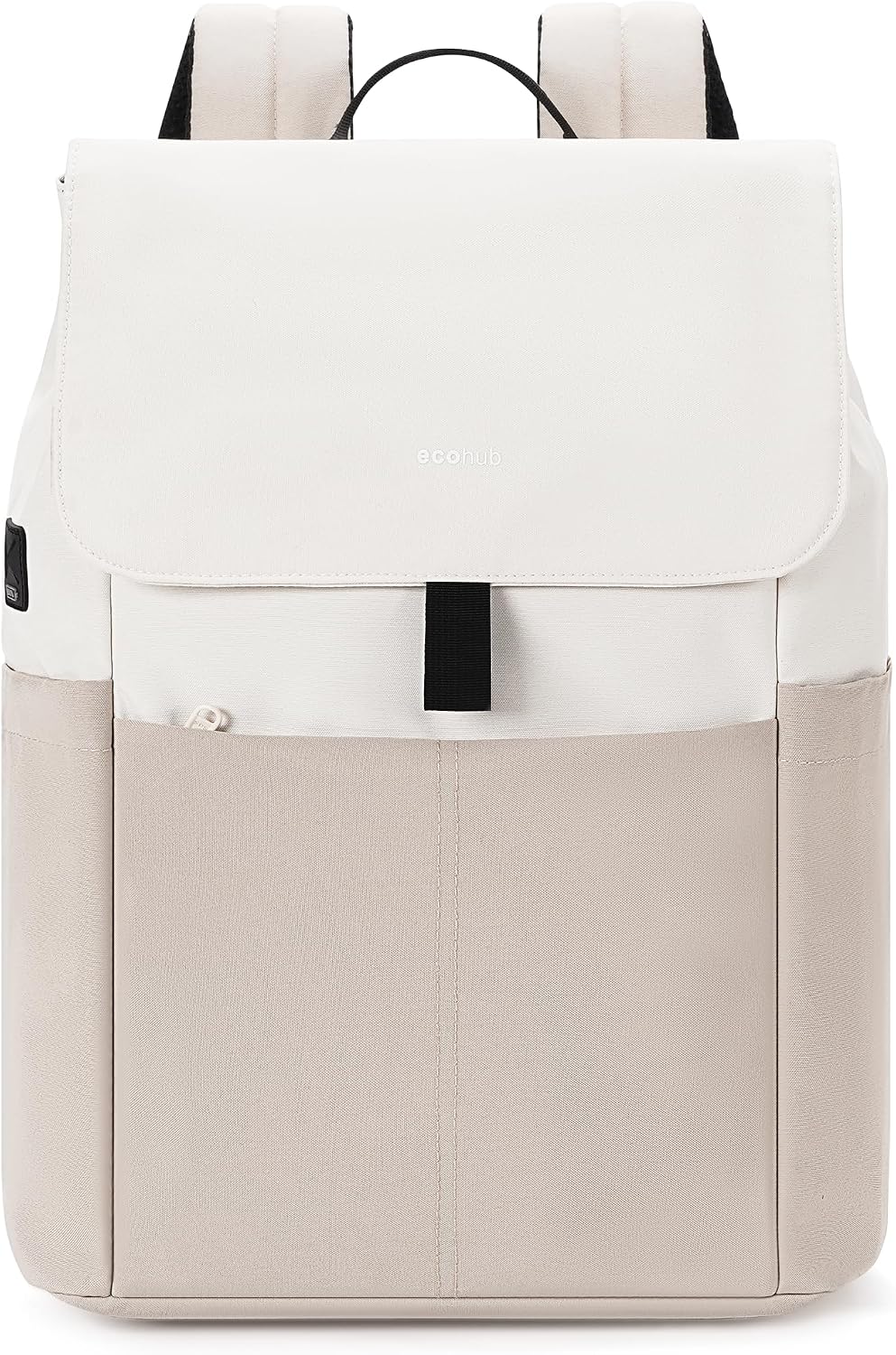ECOHUB Kontrastfarben Rucksack Damen, 16 Zoll Laptop Rucksack, Tagesrucksäcke mit 8 Fächern &amp; diebstahlsicherer Tasche, Daypack mit Trolley-Schlitz für Schule, Uni, Arbeit &amp; Reise (Sand Khaki)
