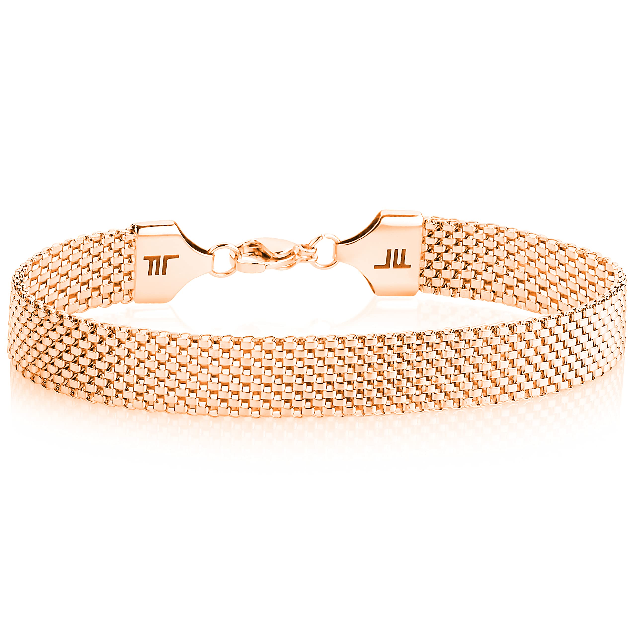 LONDON FOG8 Inch Tailored Silver Plated Mesh Link Bracelet For Men and Women