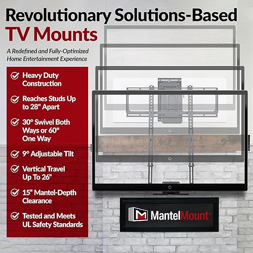 Miniatura 4 de MantelMount MM700 Premier - Soporte desplegable para TV de chimenea para televisores de 50 a 90 pulgadas y 25-115 libras sobre el mantel con