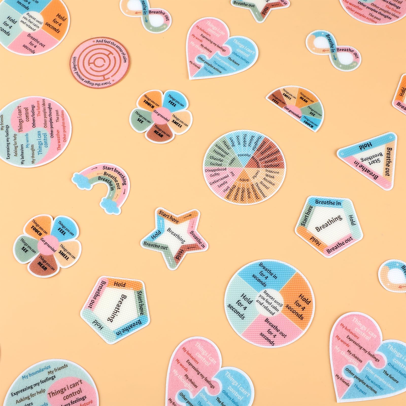 50Pcs Anxiety Sensory Stickers - Reusable Textured Fidget Strips For Calm, Mindfulness At School Or Office