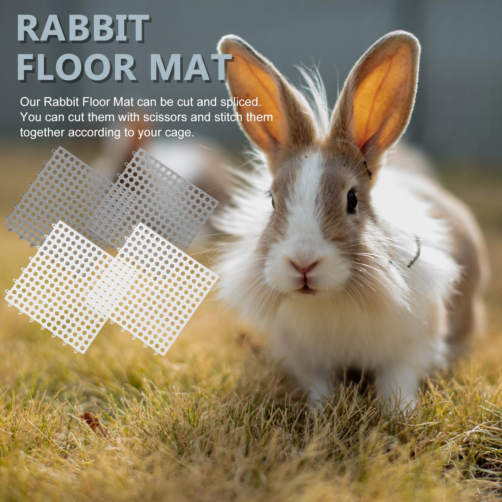 SOLUSTRE 4 Stück Hasenpfotenmatten aus Kunststoff Zuschneidbare Bodenmatten mit Lochdesign rutschfeste Kaninchen und Meerschweinchen Käfigeinlagen für Kleintiere und Haushalt