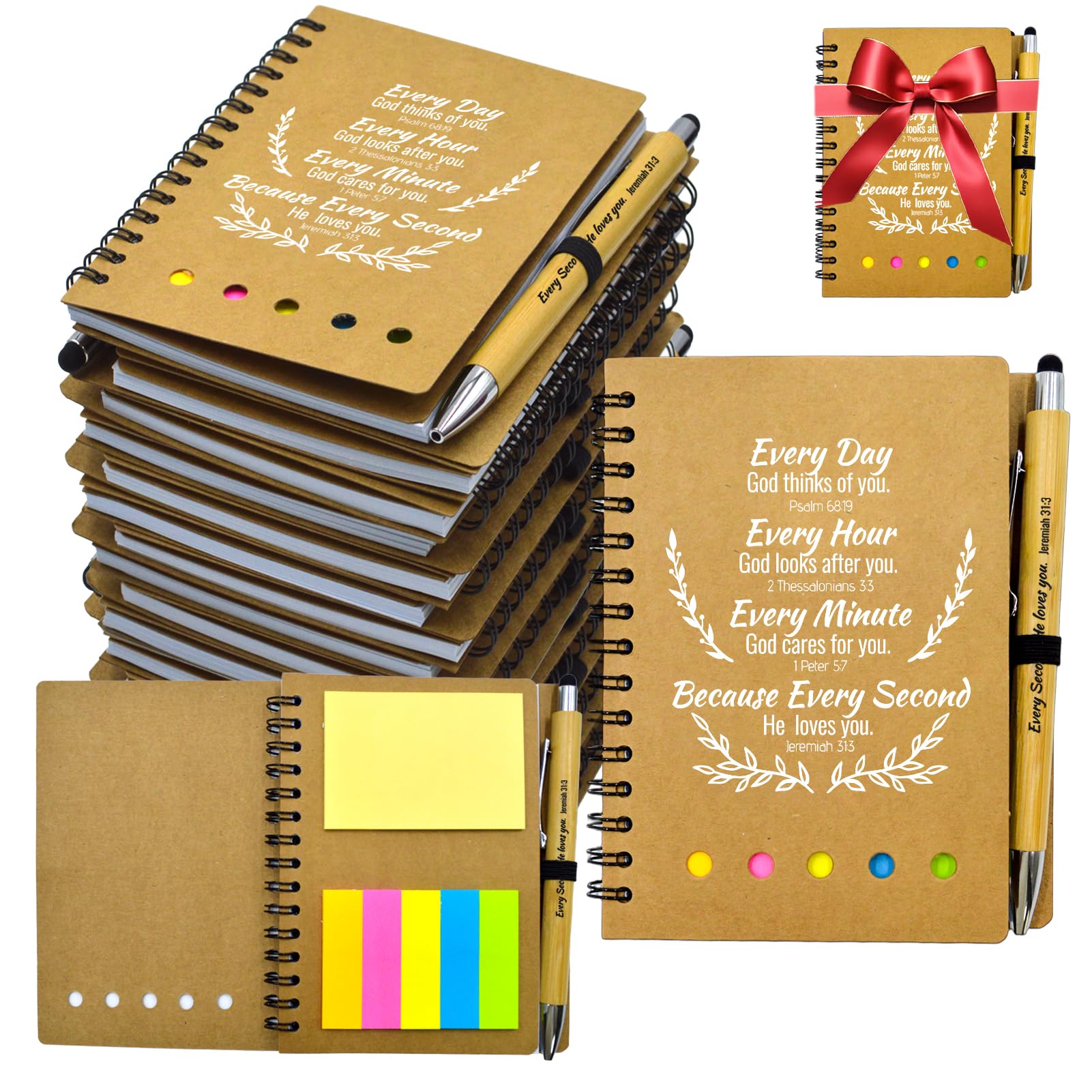 100 Pcs Bulk Fathers Day Christian Gifts Prayer Journal for Woman - 50 Set Religious Notepad with Christian Pen - Bible Notebook - Church Gifts for