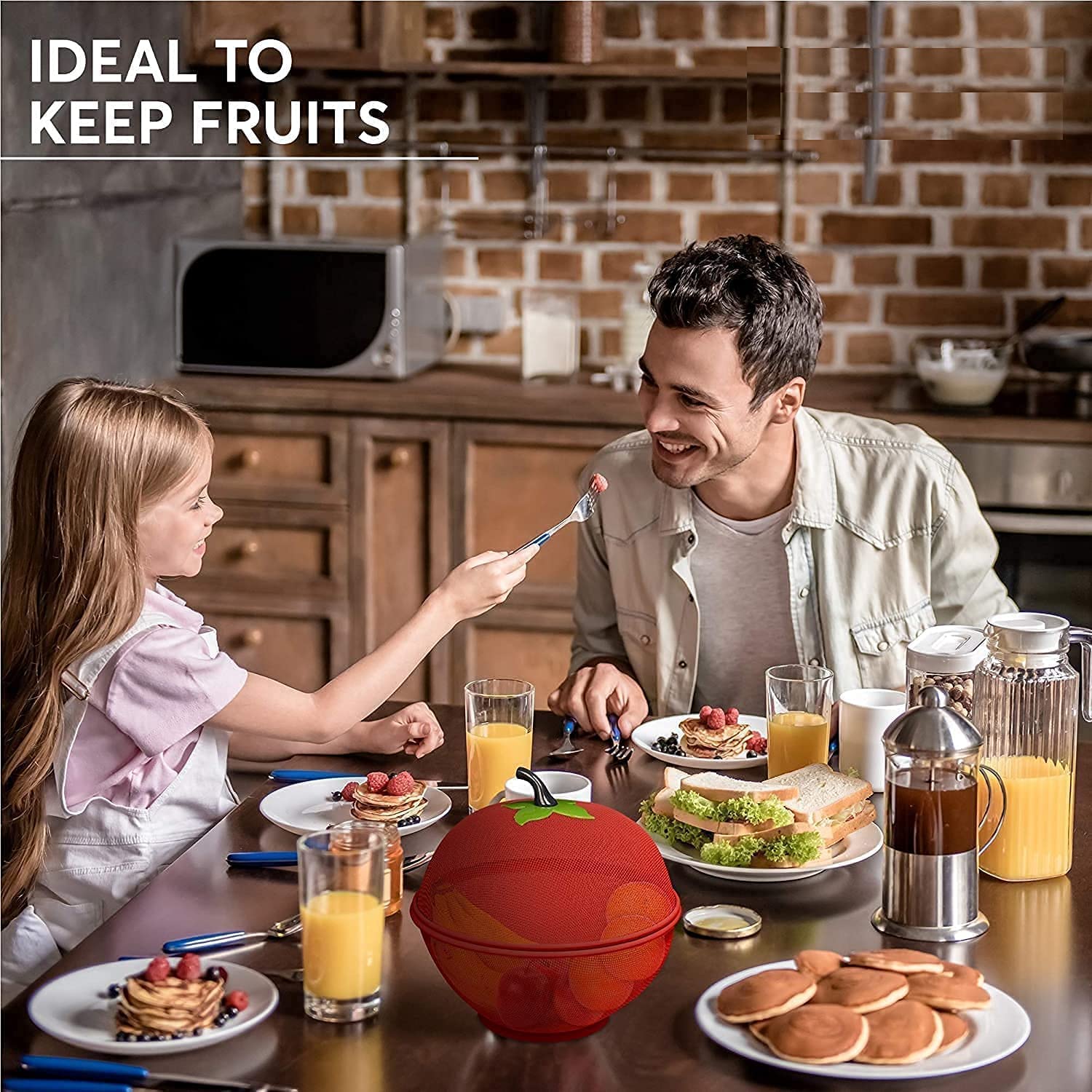 Apple Shaped Fruit Basket with Lid Cover Metal Wire Container for Kitchen Food Vegetable Storage Holder Mesh Bowl Strainer Covered Counter Fruits Drain Strainers Vegetables and Fruits (Red Basket) 6 81Ec54HR0mL. SL1500