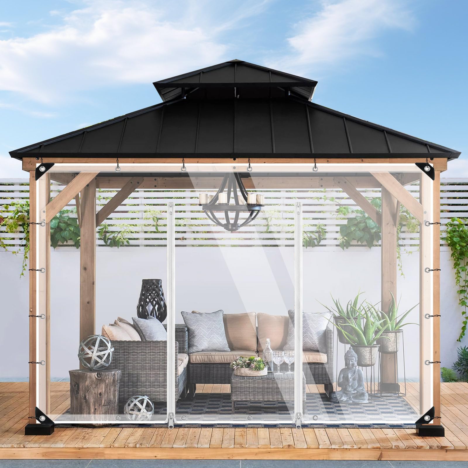 Bâche Transparente 420 g/m², avec 2 Fermetures éclair étanches(2.4 X 4.5M)