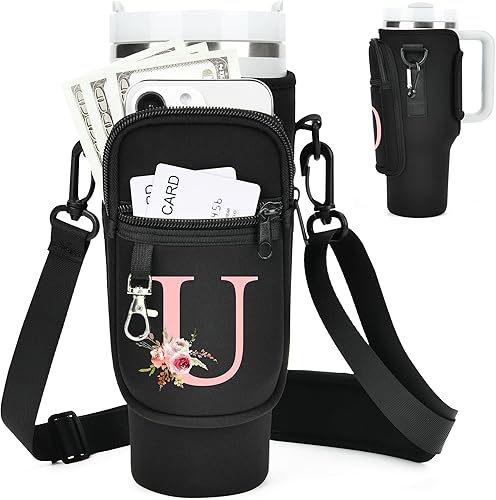 Miniatura 56 de Initial Water Bottle Holder with Strap for Stanley 40 oz Tumbler/Simple Modern 40 oz Tumbler,Water Bottle Carrier Bag with Strap,Personalized A-Z